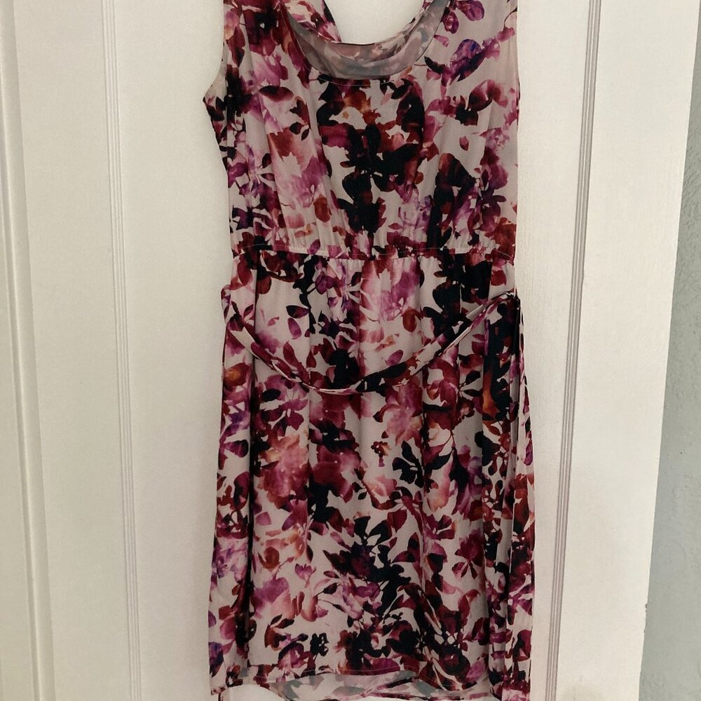 DKNY Scoop Neck Floral Mini Dress (Large)
